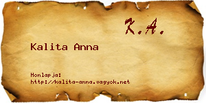 Kalita Anna névjegykártya